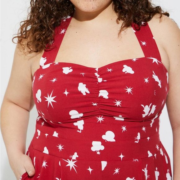 NWT TORRID ROMPER - DISNEY MINNIE MICKEY MOUSE - POLKA DOT STAR PRINT AMERICANA - Picture 14 of 16